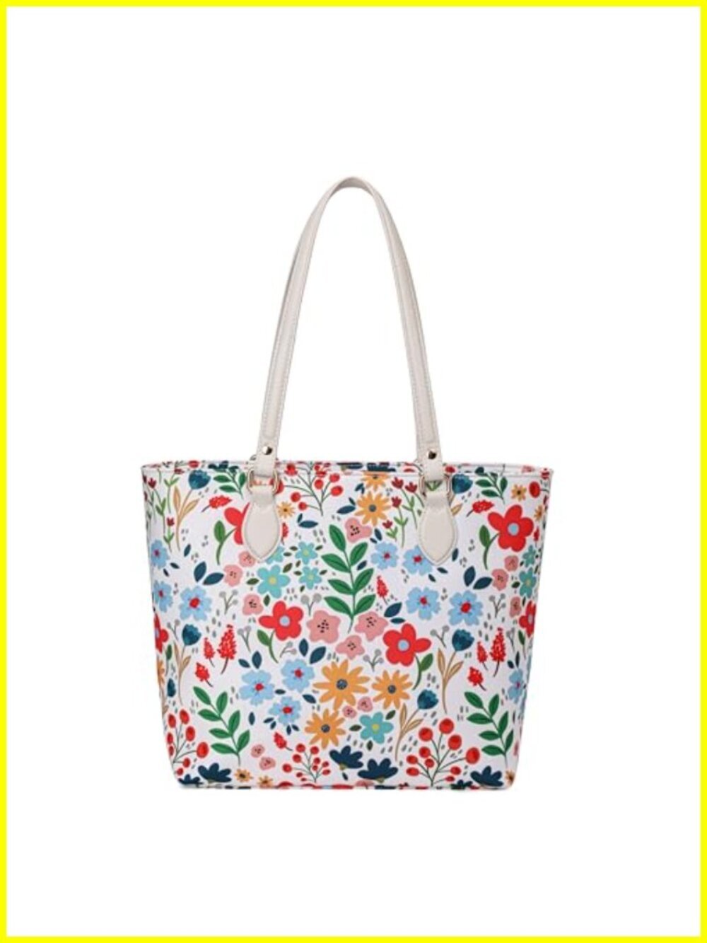 Waterproof Nylon Tote Bag with Zipper and Pockets, Fits 13.3" Laptop, Vegan
